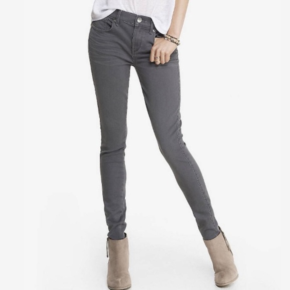 Express Gray Mid Rise Extreme Stretch Jean Sz 0